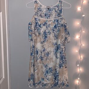 White and blue flowered dress